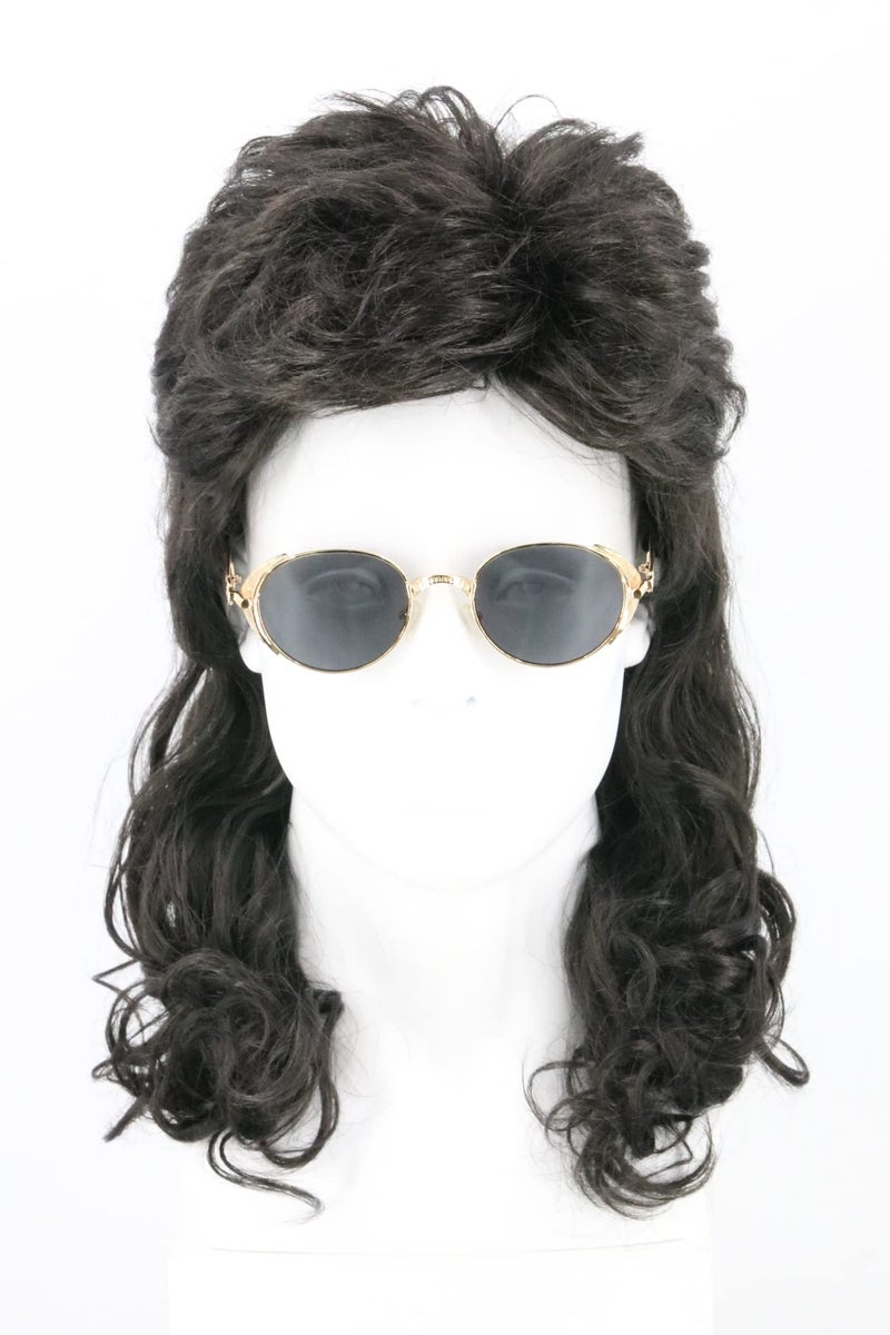 LeMarnia Men's Wig 80s Wig Black Mullet Wig Halloween Heavy Metal Rock Wig Costume Accessory Wig - Image 1